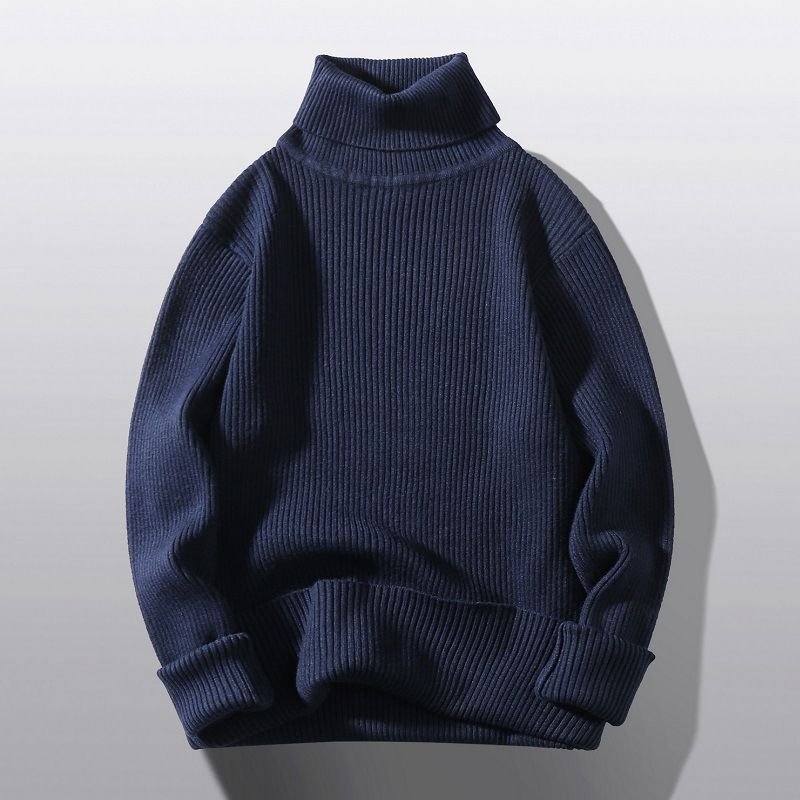 Men Fashion Casual Basic Autumn Winter Solid Color Long Sleeve Turtle Neck Knitted Sweater