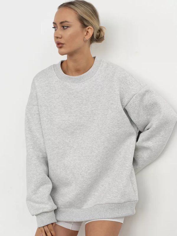 Autumn Winter Women Casual Loose Solid Color Round Neck Long Sleeve Blank Sweatshirt