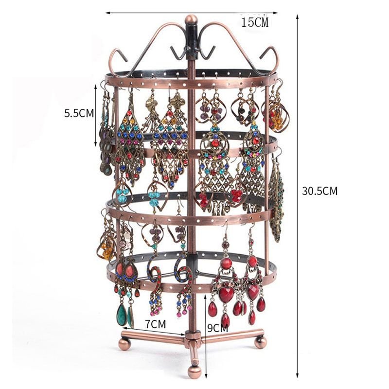 Fashion Round Rotating Earrings Metal Display Stand