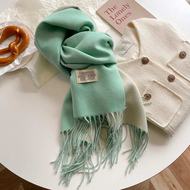 Autumn Winter Women Fashion Solid Color Double-Sided Cashmere Warm Scarf