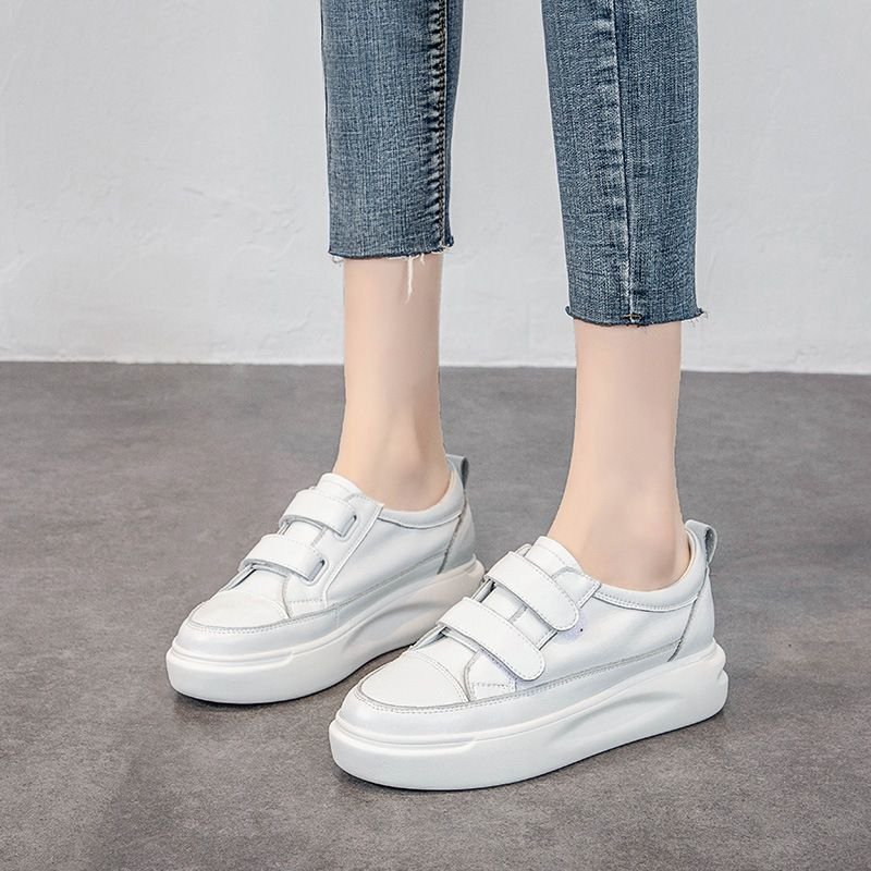 Size:4.5-8 Women Leisure Breathable Leather Upper Platform Sneakers Shoes