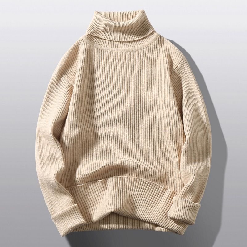 Men Fashion Casual Basic Autumn Winter Solid Color Long Sleeve Turtle Neck Knitted Sweater