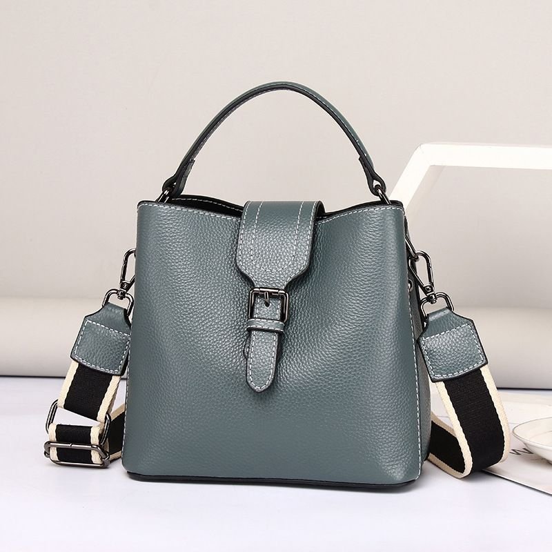 Women'S Fashion All-Match Bucket Bag Genuine Leather Handbag