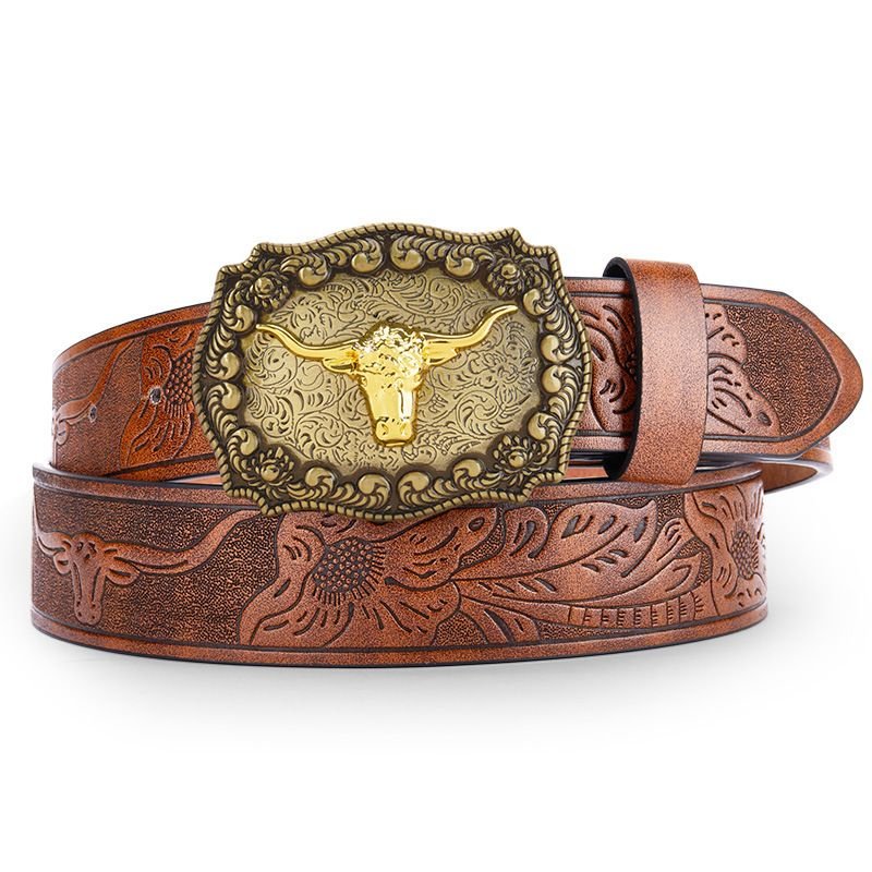 Women Vintage Western Denim Leather Belt