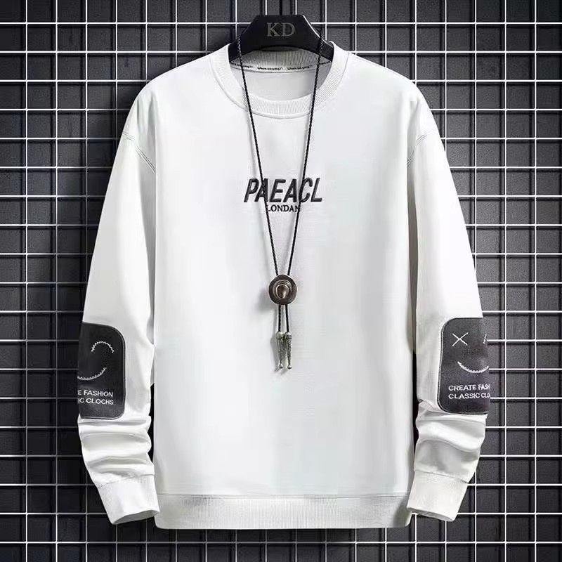 Men Spring Autumn Fashion Casual Alphabet Embroidery Fleeces Long Sleeve Round Neck Sweatshirts