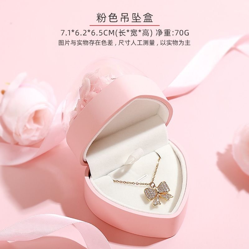 Romantic Valentine Day Heart-Shaped Immortal Flower Jewelry Packaging Storage Box