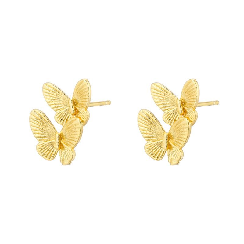 Women Fashion Simple Double Butterfly Mini Earrings