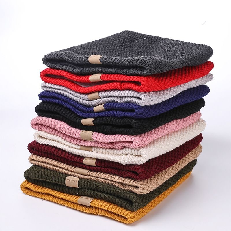 Autumn And Winter Fashion Solid Color Plush Double Thick Warm Knitted Scarf