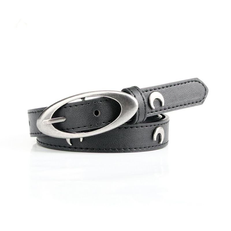 Women Simple Punk Moon Rivet Decoration Belt