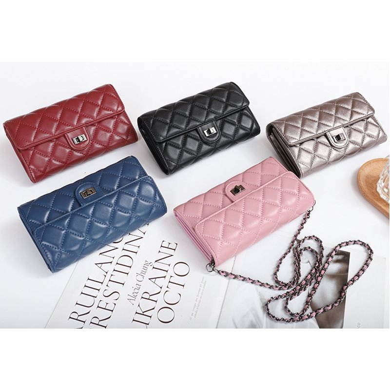 Women Fashion Solid Color Diamond Embroidery Flap Lock Leather Crossbody Bag