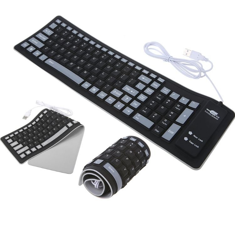 103 Keys Water Resistant Silicone Keyboard Portable USB Keyboard