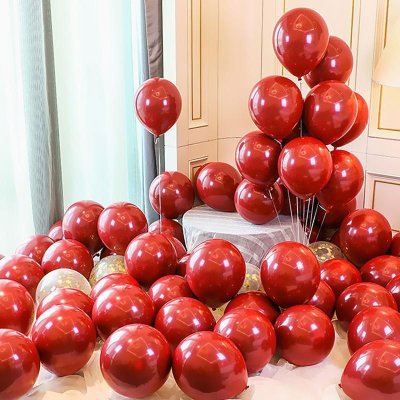 Double Tail Pomegranate Red Thick Balloon Wedding Party Decoration