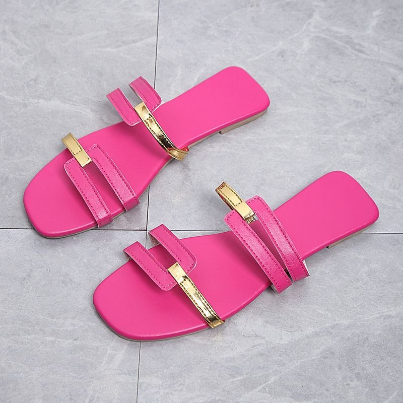 Women Fashion Casual Patchwork Design Flat Slippers