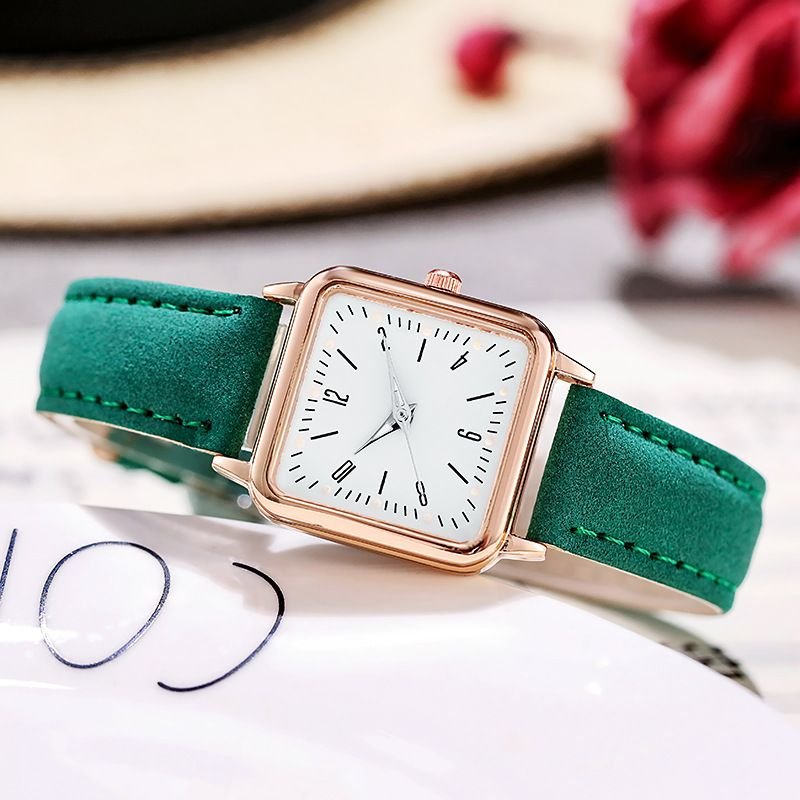 Fashion Women Fashion Luminous Girl'S Square Suede Leather Watch