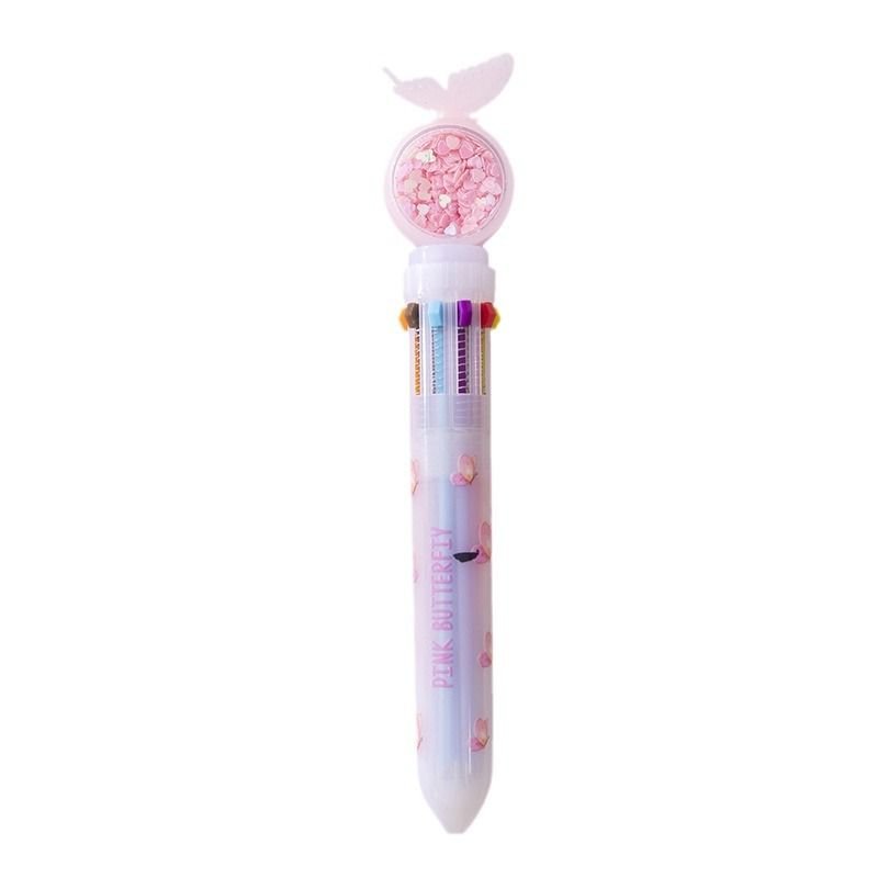 Cartoon Cute Sequins Butterfly 10 Color Ballpoint Pen Student Stationery