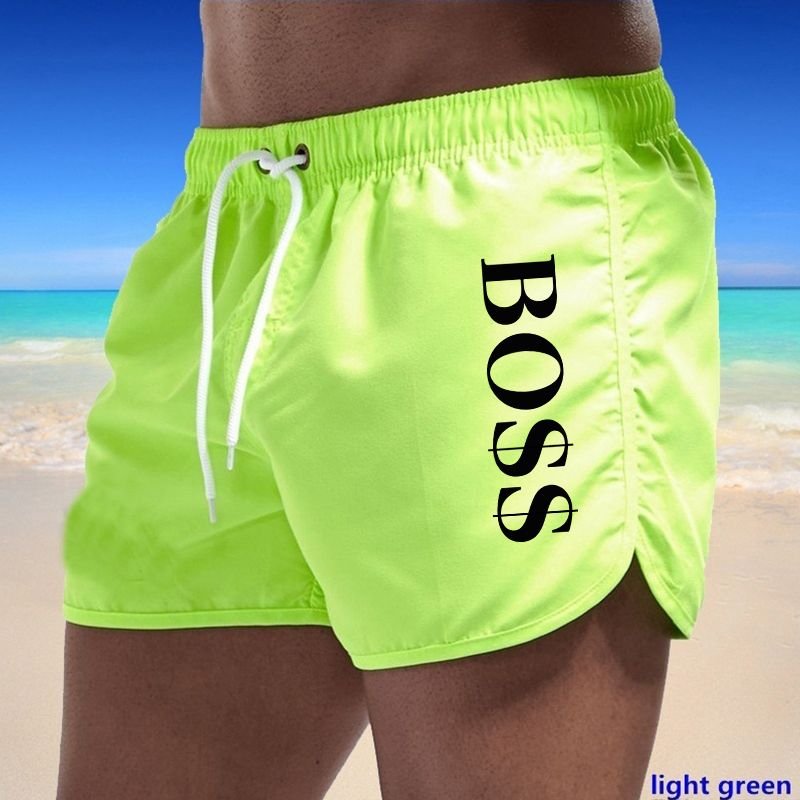 Men Summer Letter Print Colorful Swimwear Trunks Casual Beach Shorts