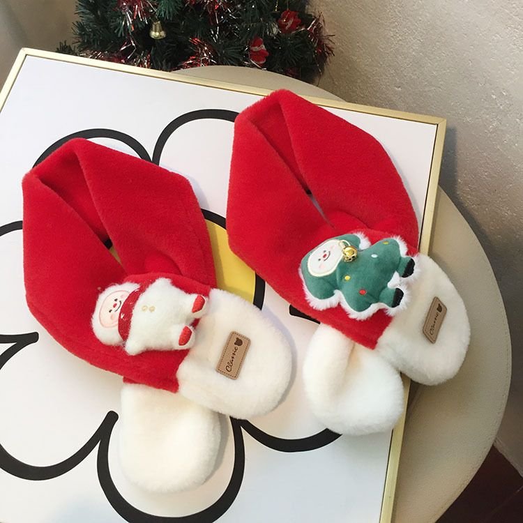 Kids Boys Girls Winter Casual Cute Christmas Cartoon Plush Scarf