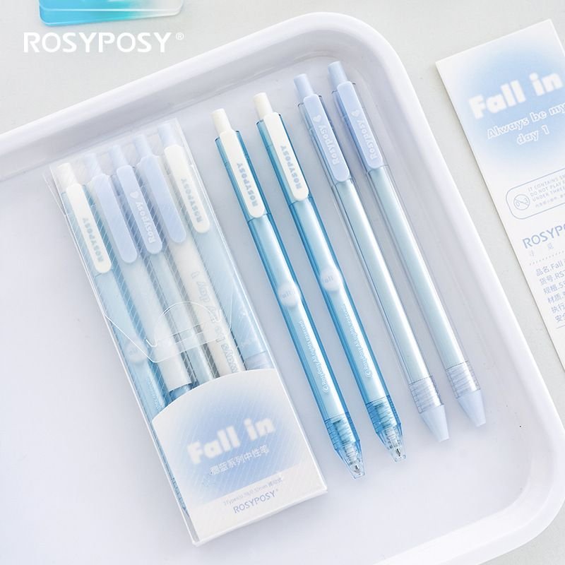 High-Value Transparent Gradient Press Gel Pen 5 Pcs/Set