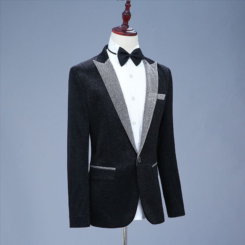 Men Fashion Casual Party Bow Long Sleeve V Neck Suit Coat