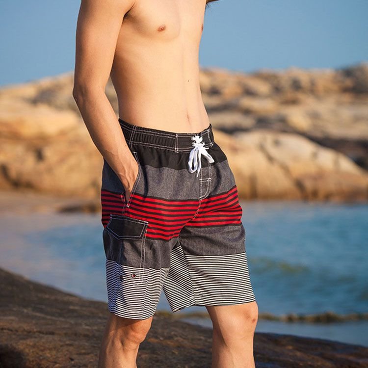 Men Striped Patchwork Casual Shorts