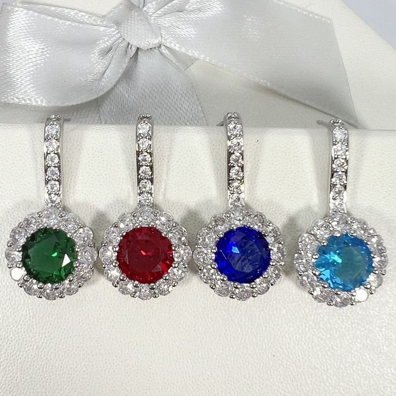 Women Fashion Multicolor Round Rhinestone Earrings