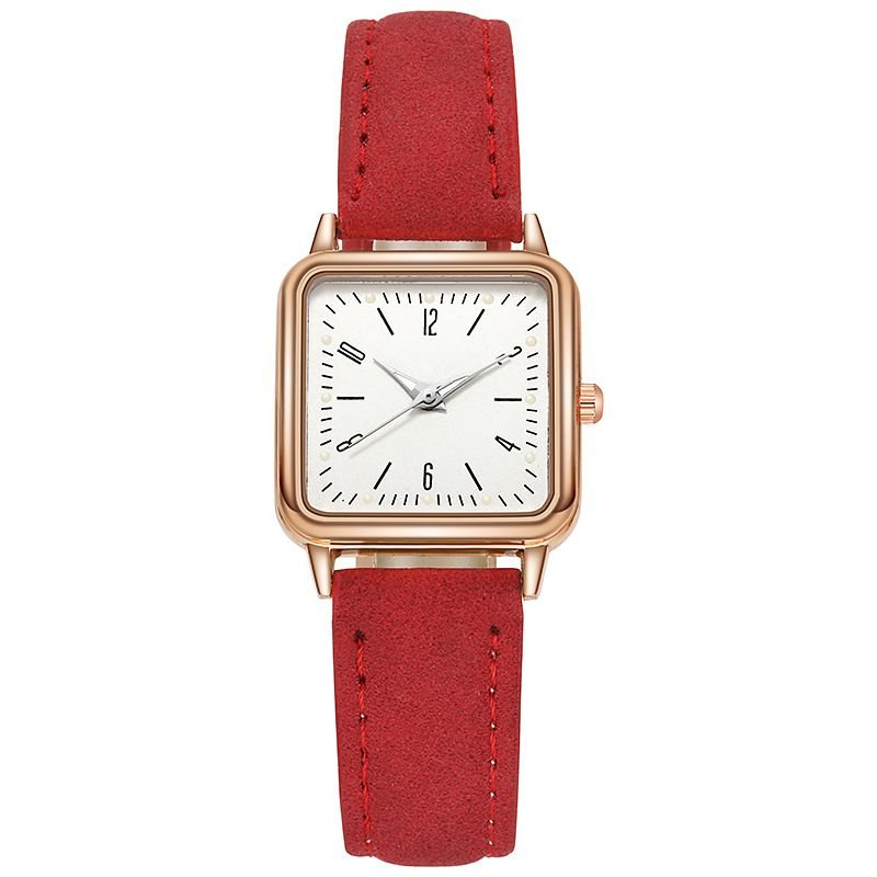 Fashion Women Fashion Luminous Girl'S Square Suede Leather Watch