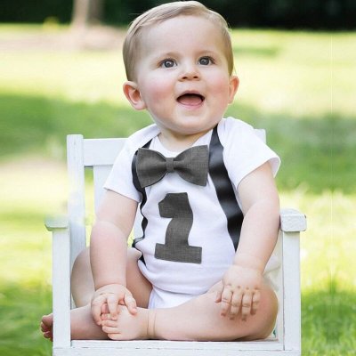 Baby Toddler Boys Clothes 1st Birthday Casual Short Sleeves Bodysuit