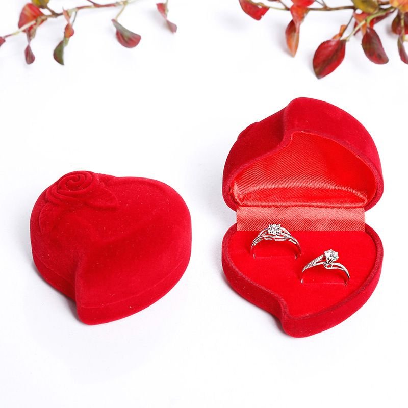 Valentine Day Heart Rose Jewelry Storage Packaging Ring Box