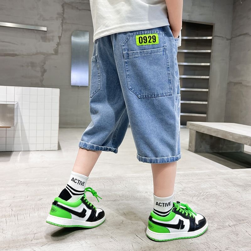 Kids Toddler Big Boys Fashion Casual Letters Print Denim Shorts