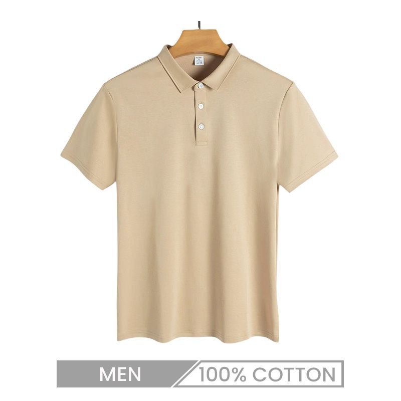 160s Double Sided Liquid Ammonia Mercerized Cotton Men'S Short-Sleeved Polo Shirt Custom