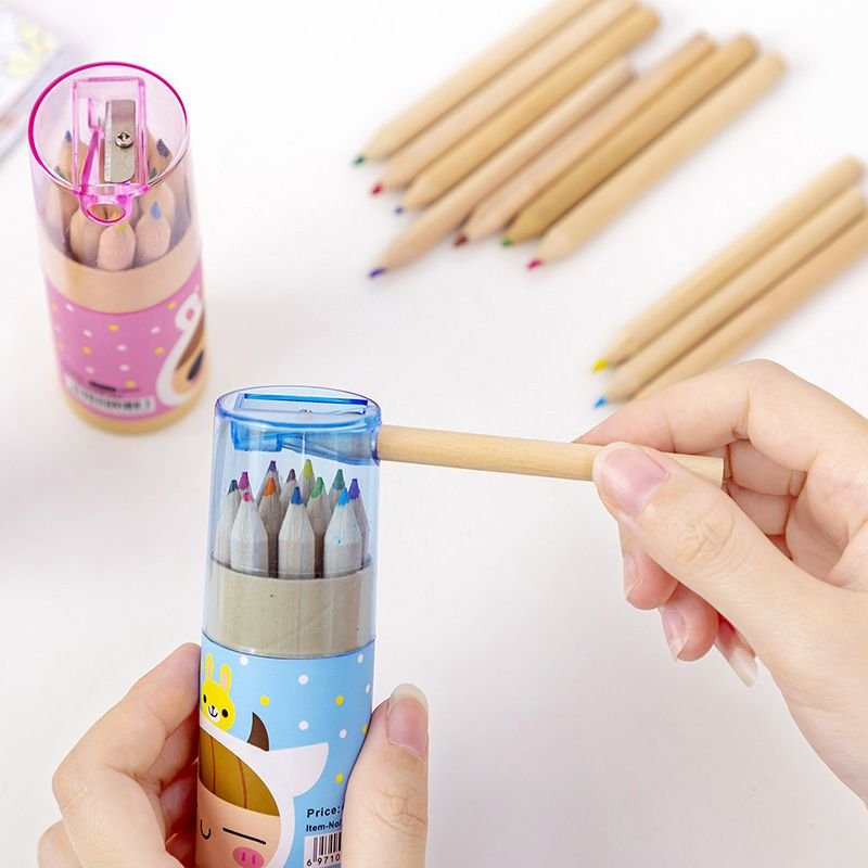 12pcs Colored 2B Pencil Set With Sharpener Cap