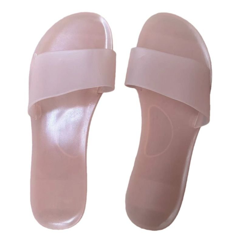 Women Fashion Solid Color Transparent Flat Slippers