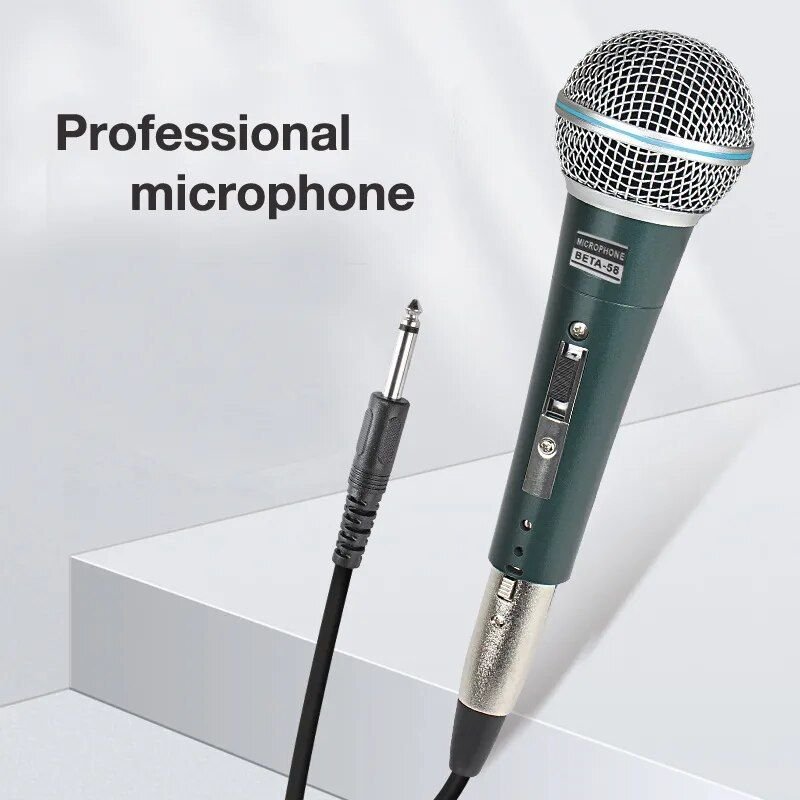 Pop Beta 58 Green Microphone Portable Super Sensitive Mic For Outdoor Stage Performance Host Lectures Pc Ktv Speaker