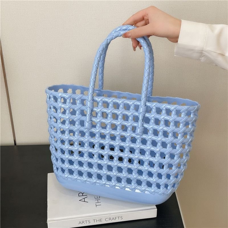 Fashion Solid Color Hollow Large Capacity Beach Bag Tote Bags