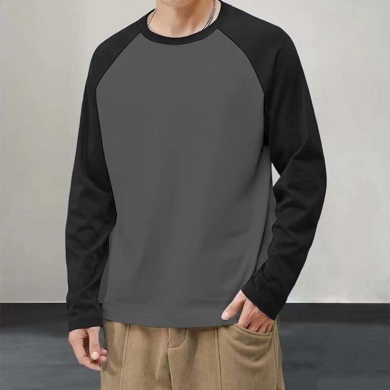 Men Casual Versatile Sports Color Matching Plus Size Long Sleeve T-Shirt