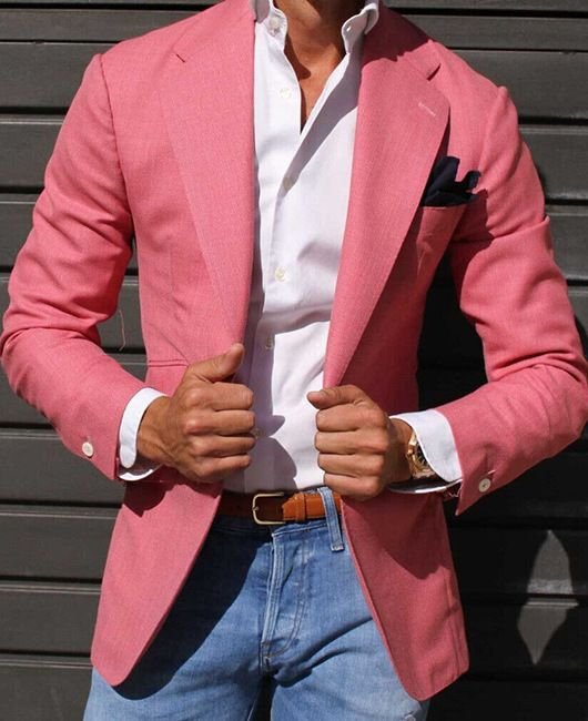 Men Fashion Casual Party Stripe Print Long Sleeve Lapel Suit