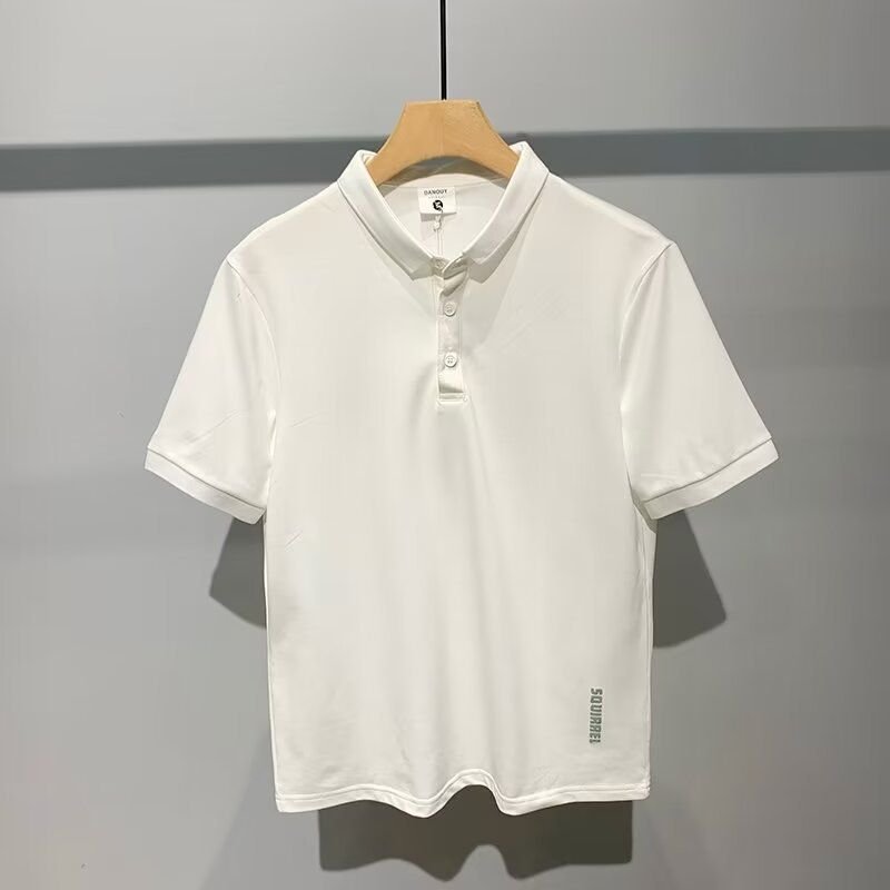 Men Fashion Casual Commuter Alphabet Print Short Sleeve Lapel POLO Shirt