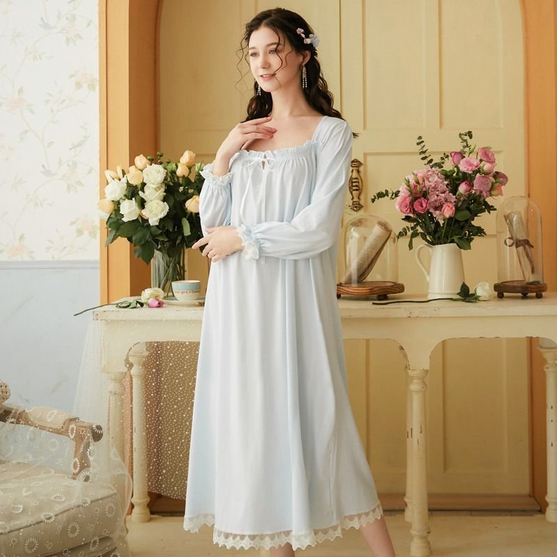 Women Fashion Sweet Lace Long Sleeve Home Pajamas