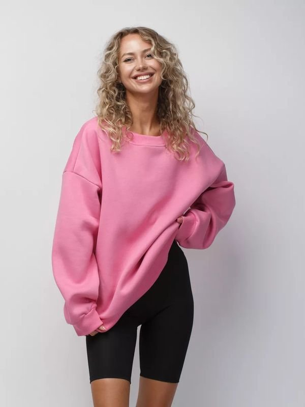 Autumn Winter Women Casual Loose Solid Color Round Neck Long Sleeve Blank Sweatshirt