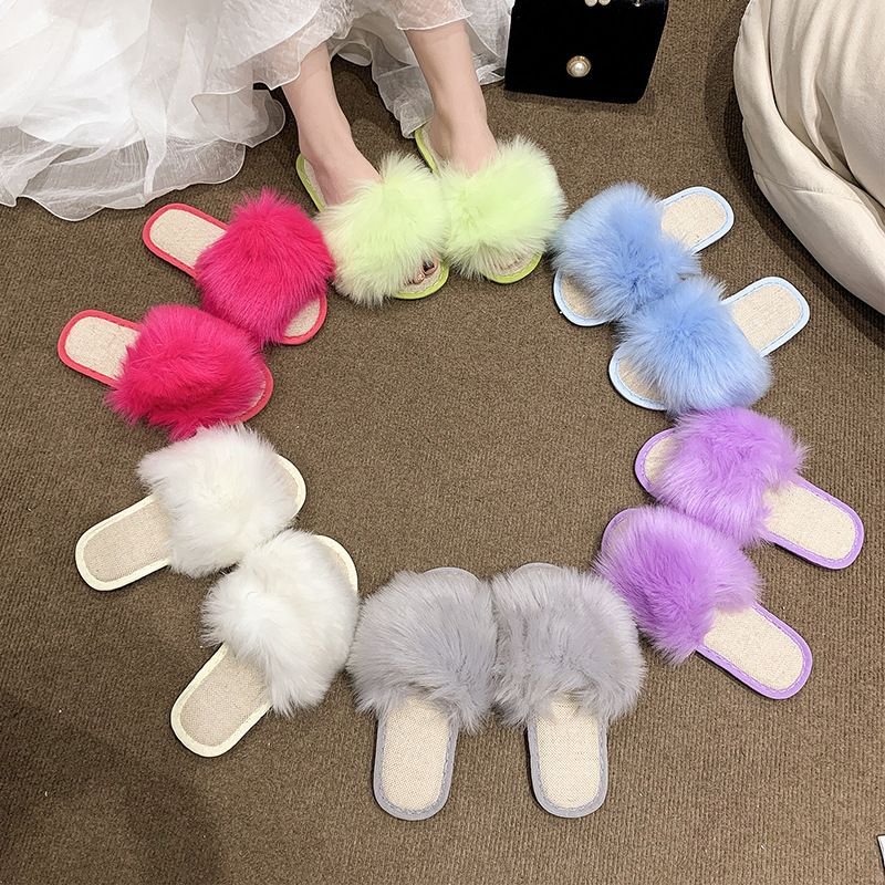 Women Fashion Plush Flat Slippers