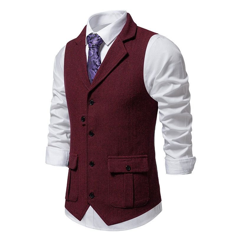 Men Fashion Business Casual Lapel Suit Vest