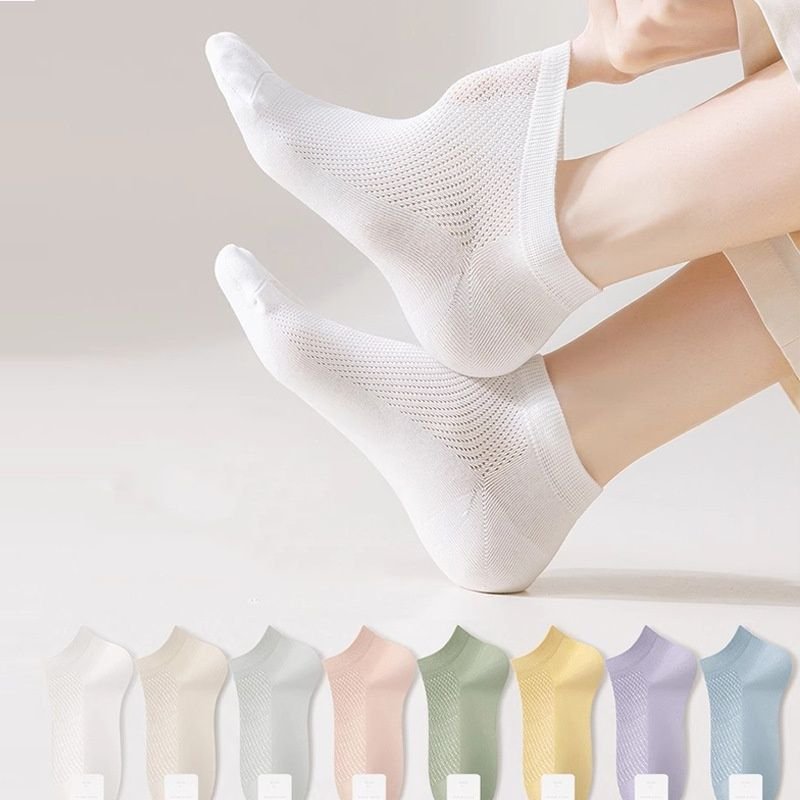 Invisible Boat Socks Women Summer Thin Pure Cotton Mesh Breathable No-Show Socks Custom