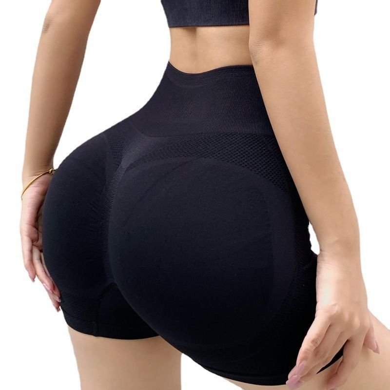 Women Simple Hip-Lifting High Waist Elastic Sports Yoga Shorts