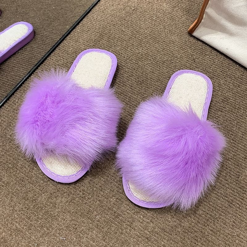 Women Fashion Plush Flat Slippers