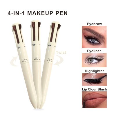 OEM Women Non-Blooming Four-Color Lip Line High-Gloss Eyeliner Eyebrow Pencil 4 In 1 Makeup Pen