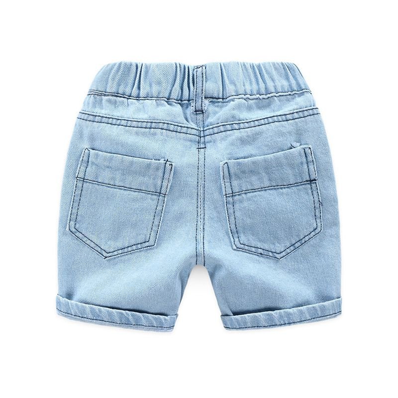 Kids Boys Casual Ripped Elastic Denim Shorts