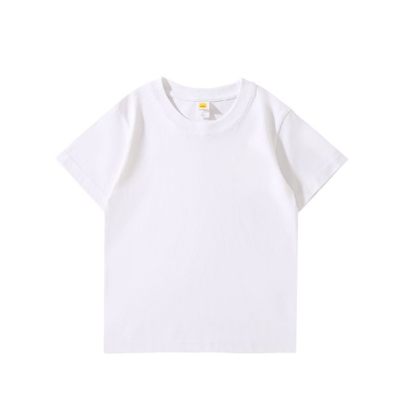 Summer Kids Children 100% Cotton Short-Sleeved Solid Color Crew Neck T-Shirt