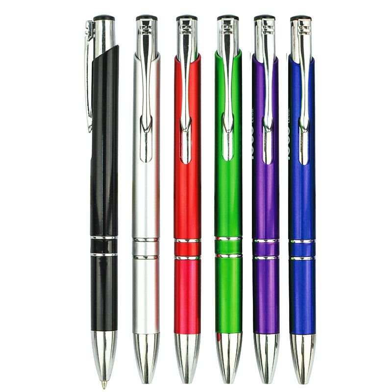 Simple Oblique Metal Pen Color Rod Spray Paint Push Aluminum Rod Double Coil Ballpoint Pen