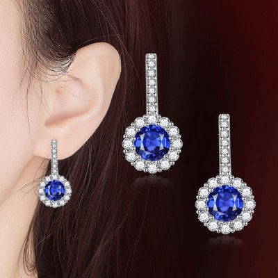 Women Fashion Multicolor Round Rhinestone Earrings