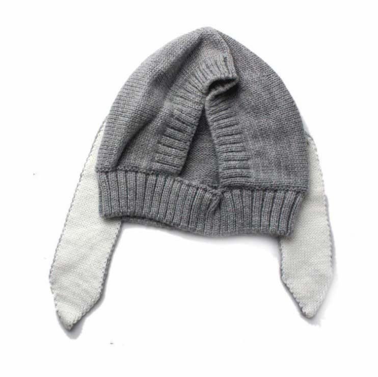 Autumn Winter Children Rabbit Ears Warm Knitted Wool Hat